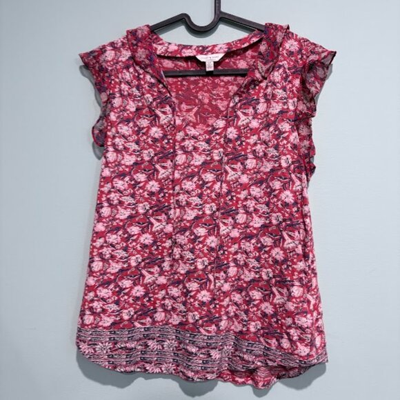 Lucky Brand Soft Sleeveless Floral Keyhole Tie Top Small - Picture 1 of 2